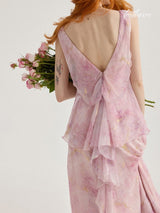 Blushing Petal Cascade Dress