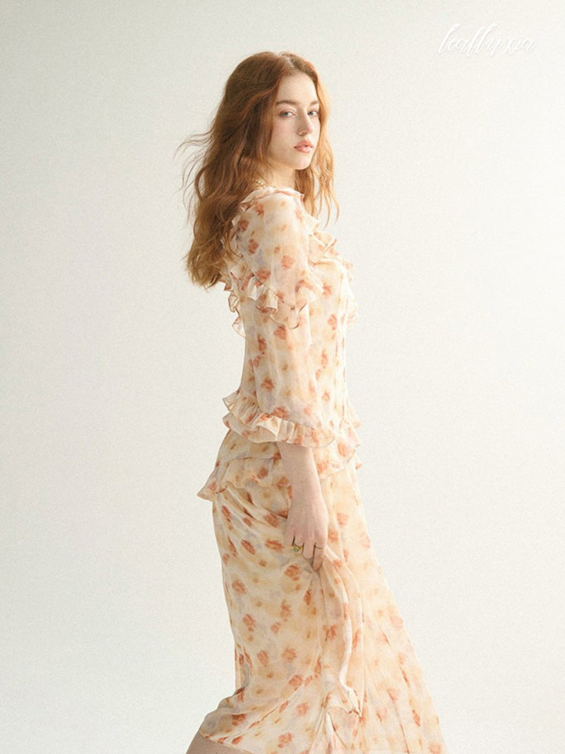 Golden Bloom Asymmetric Dress
