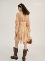 Amber Bloom Chiffon Dress