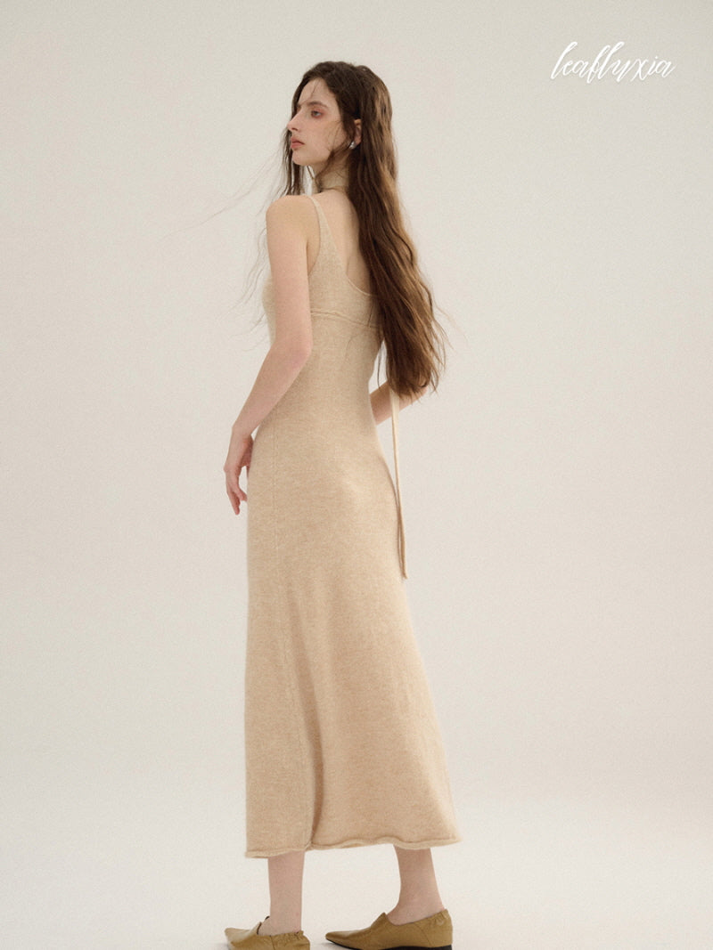 Sunlit Beige Knit Dress