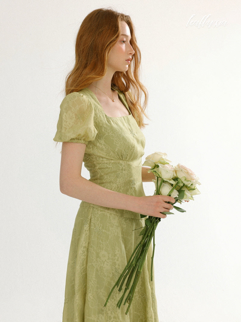 Olive Blossom Midi Dress