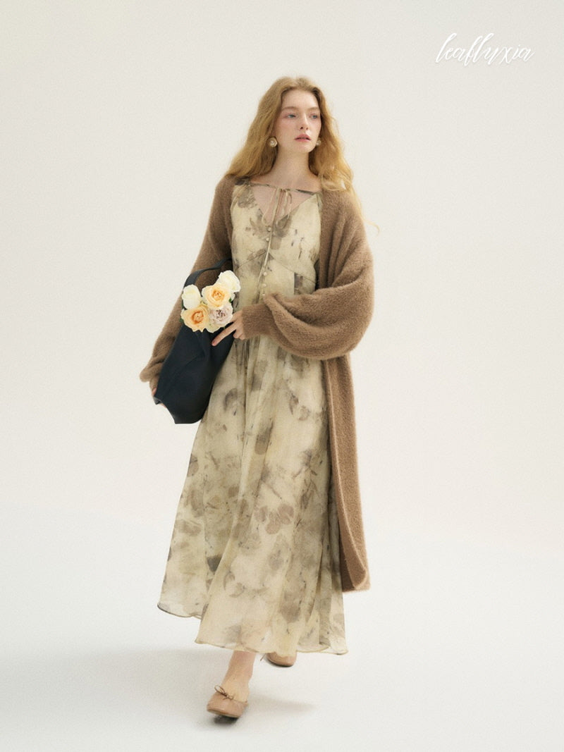 Sepia Floral Elegance Dress