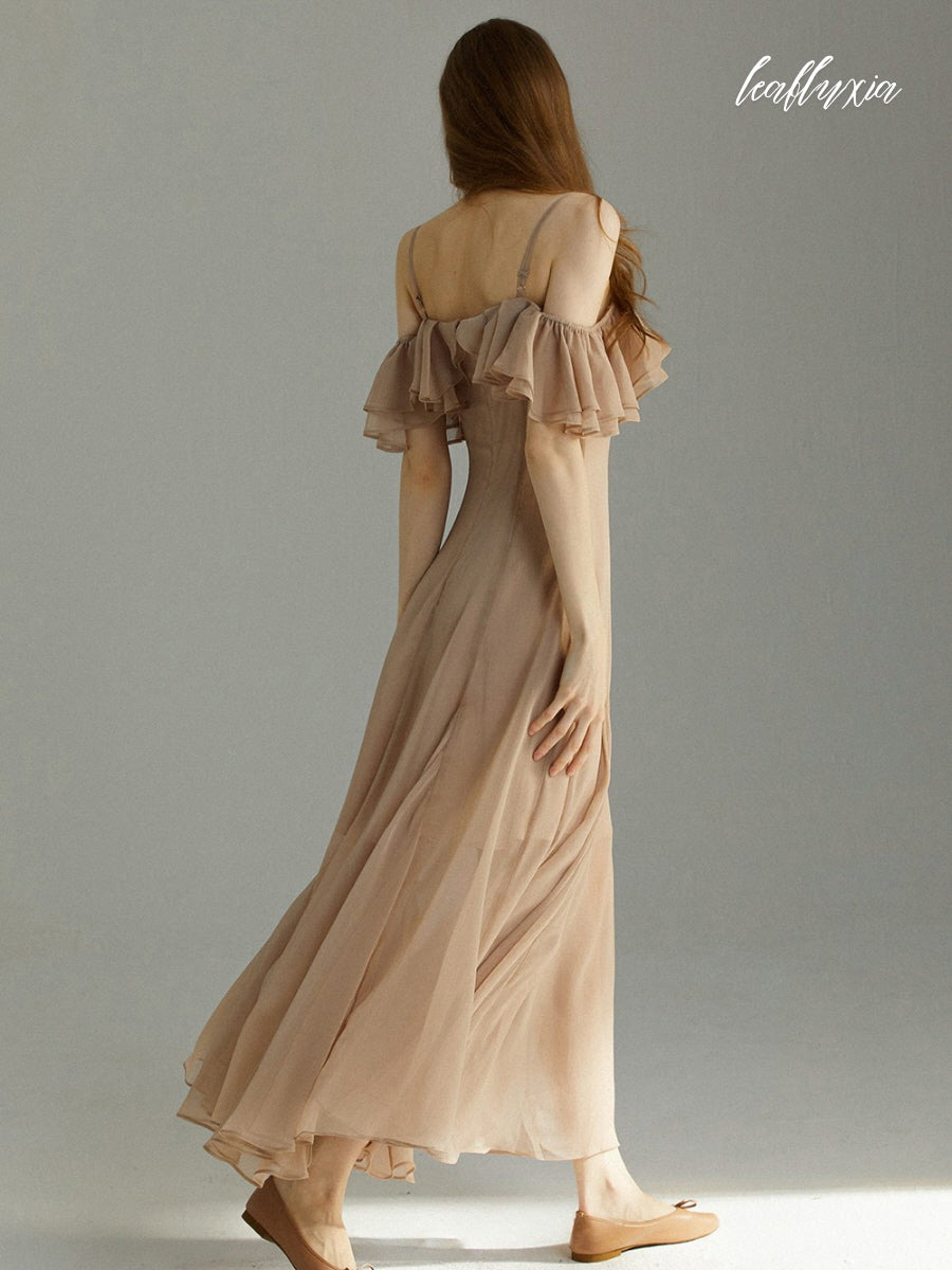 Champagne Breeze Ruffle Dress