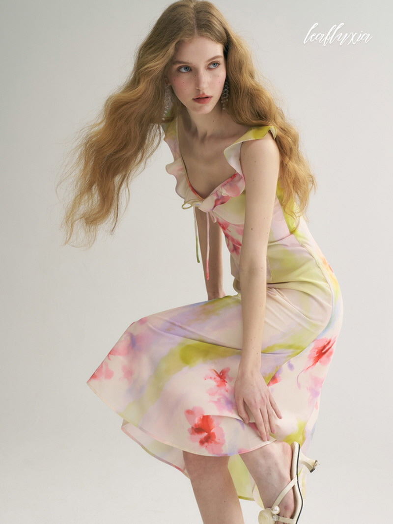 Watercolor Bloom Slip Dress