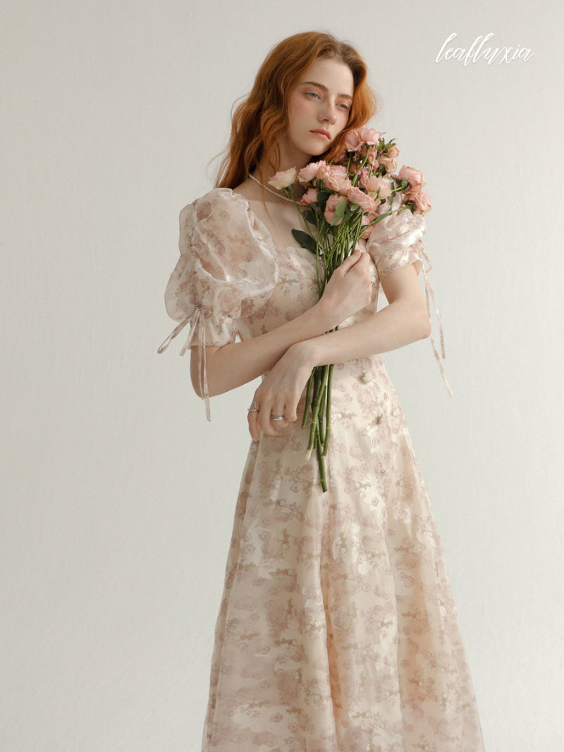 Antique Floral Pink Dress