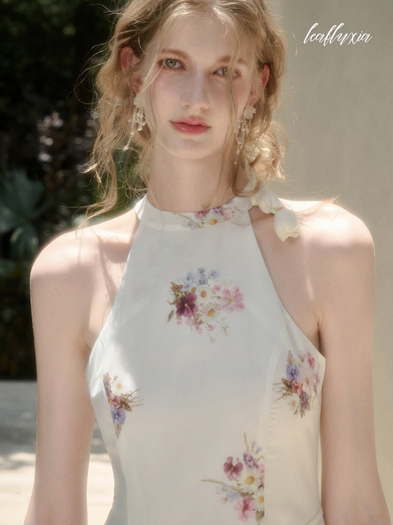 Sunlit Garden Halter Dress