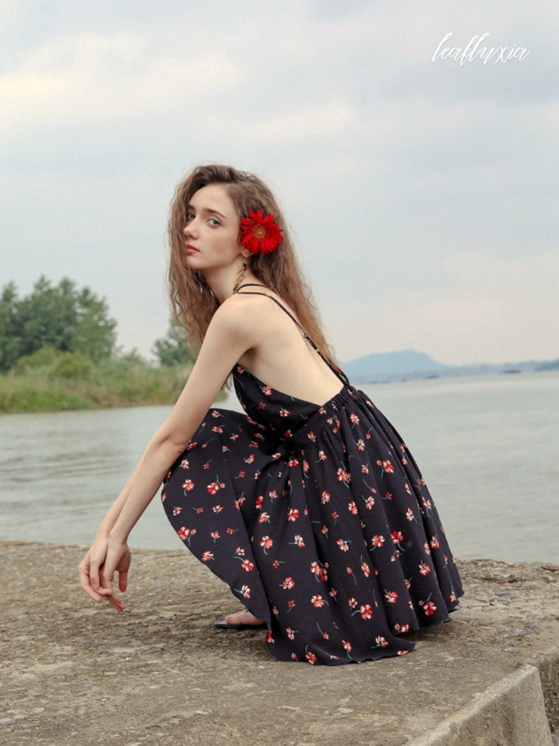 Moonlit Hibiscus Lounge Dress