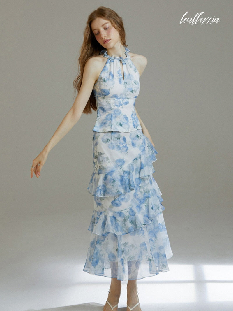 Azure Ruffle Dress