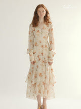 Floral Ruffle Long Dress