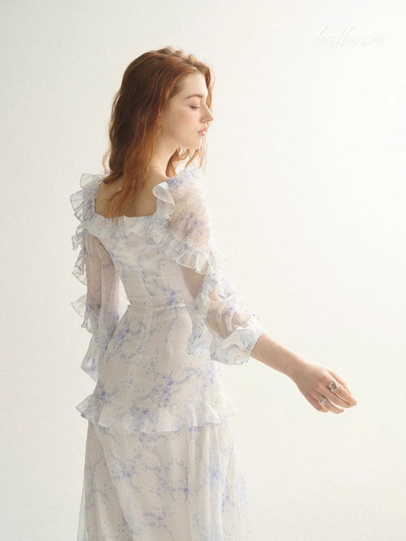 Blue Mist Ruffle Dress