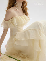 Soft Butter Puff Dress