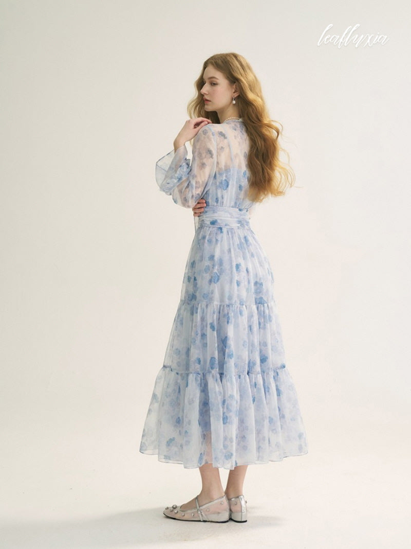 Moonlit Blossom Tiered Dress
