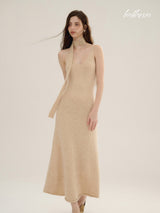 Sunlit Beige Knit Dress