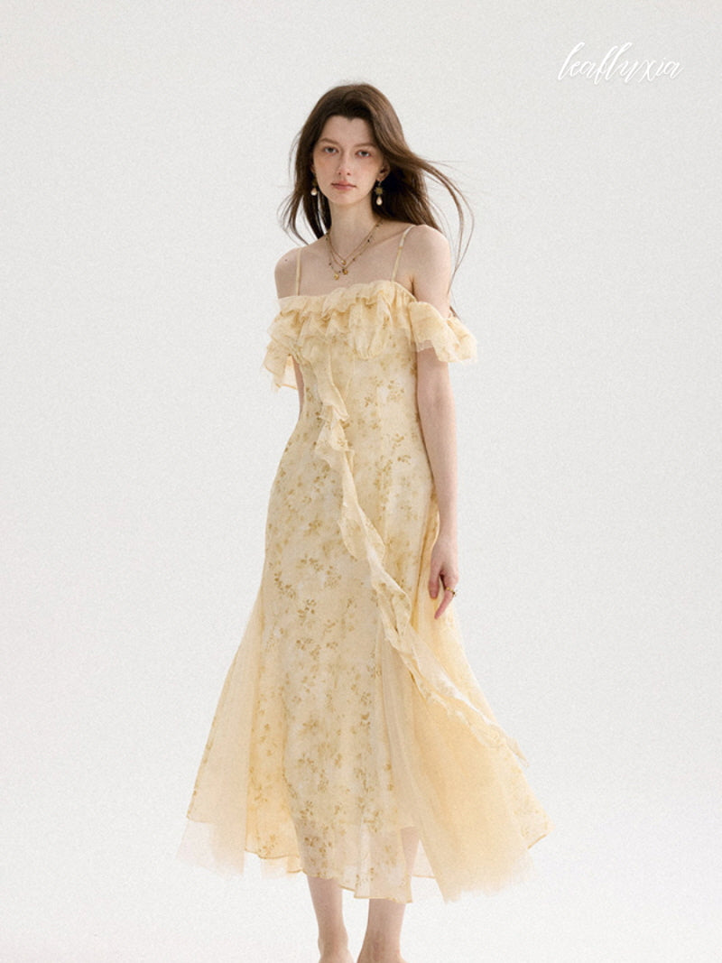 Golden Petal Reverie Dress