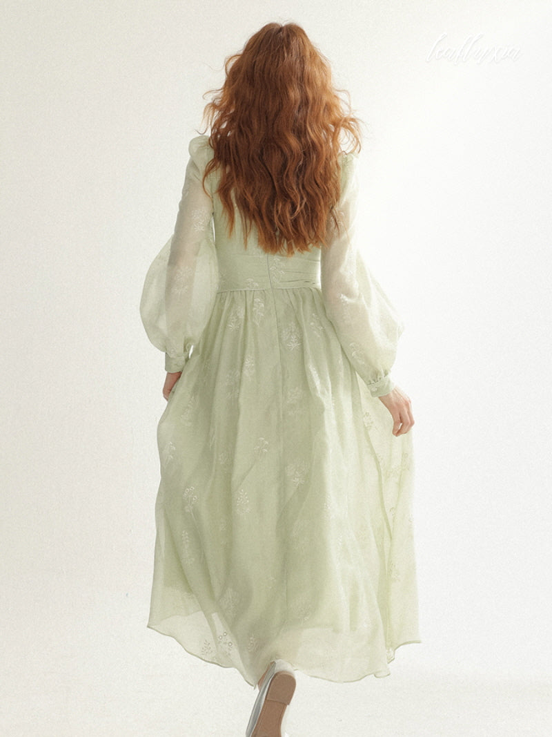 Embroidered Mint Blossom Dress