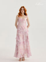 Blushing Petal Cascade Dress