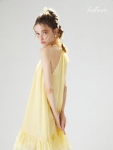 Lemon Glow Halter Dress