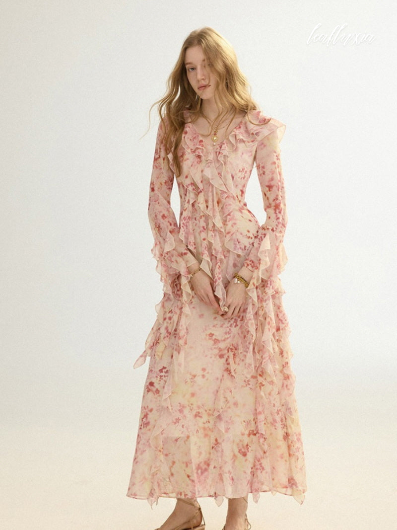 Rose Mist Cascade Dress