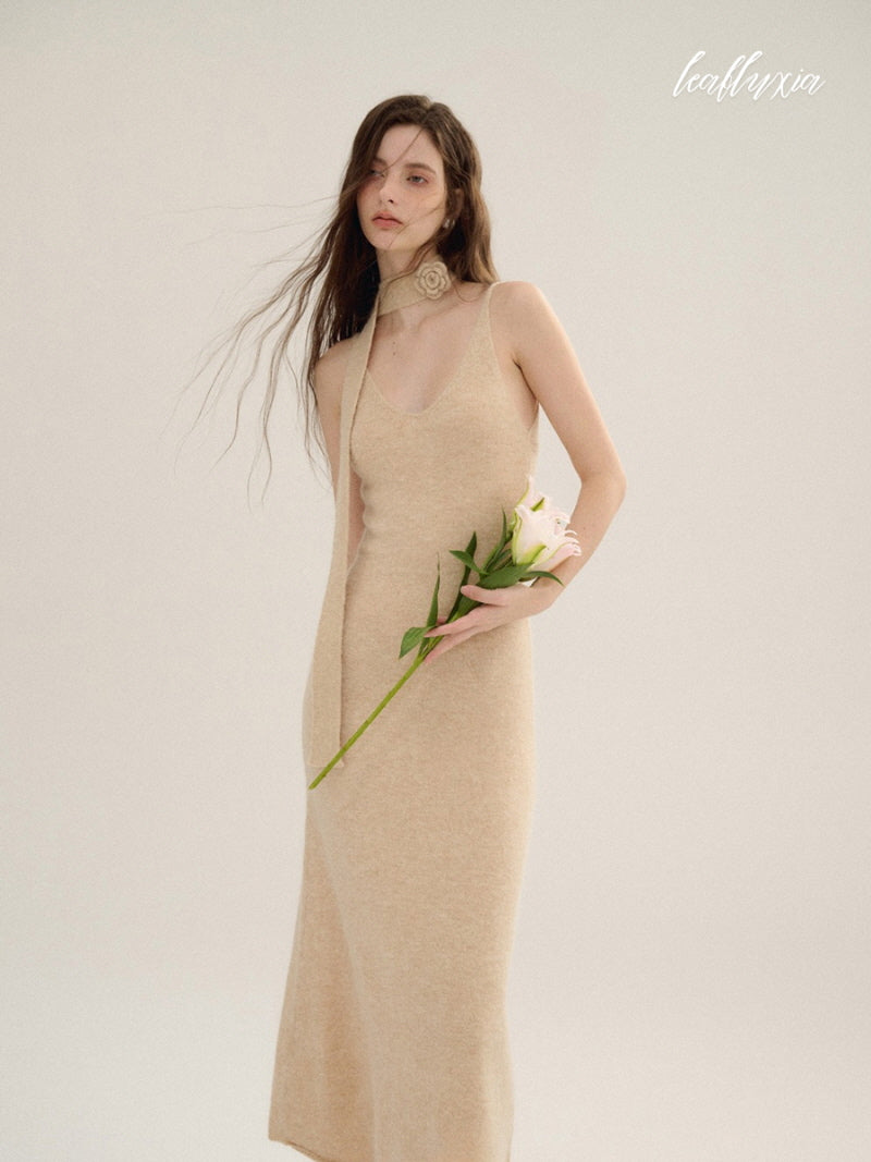 Sunlit Beige Knit Dress