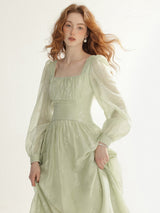 Embroidered Mint Blossom Dress