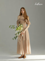 Champagne Breeze Ruffle Dress