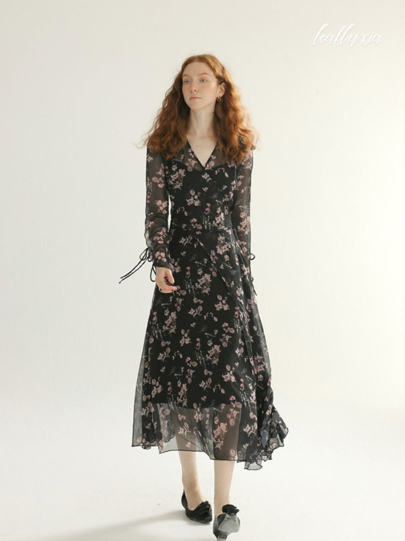 Dark Rose Chiffon Dress