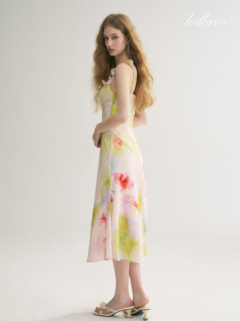 Watercolor Bloom Slip Dress