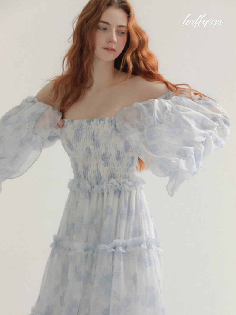 Blue Blossom Chiffon Dress