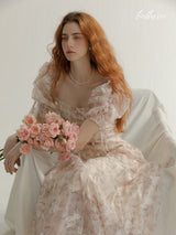 Antique Floral Pink Dress