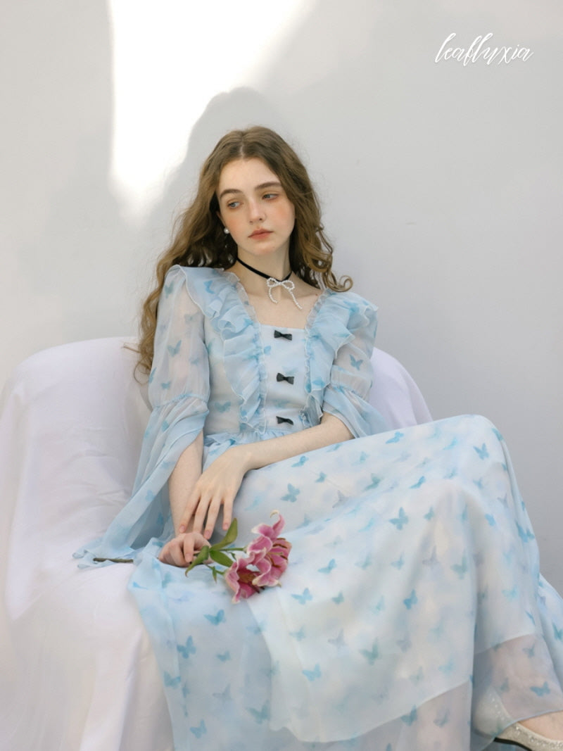 Sky Flutter Chiffon Dress