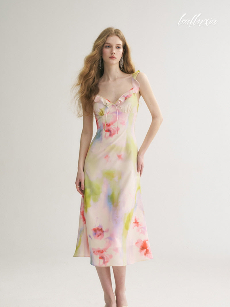 Watercolor Bloom Slip Dress